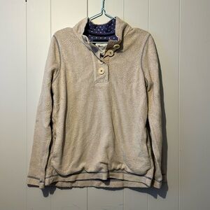 boden 1/4 button up cream crewneck size 8